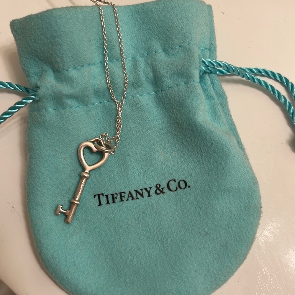 Tiffany mini key heart charm necklace